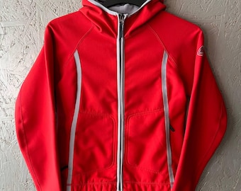 Giacca softshell vintage anni '90 Nike ACG All Conditions Gear da donna con cappuccio, cerniera intera, piccolo logo ricamato, taglia S, colore rosso