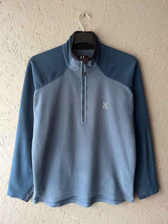 Haglöfs, Vintage Haglofs Polartec Fleece Pullover Size XL-L Mens Blue Half Zip Fleece Jacket Outdoor Gorpcore Hiking Sweater Lightweight Warm Jumper