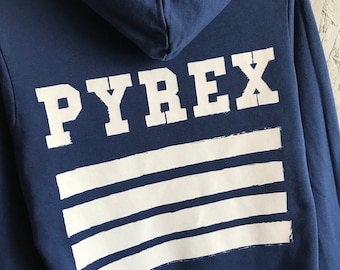 Vintage PYREX Vision Men's Hoodie Rare Sweatshirt with Hoded Virgil Abloh  Size XS-S Color BLue White