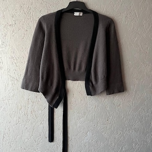 Vintage 90s Designer SONIA RYKIEL Italy Women&#39;s Wool Top Cardigan Sweater Size 42 Color Gray Black