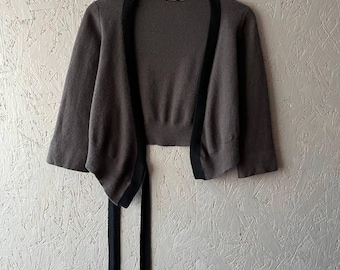 Suéter tipo cárdigan de lana vintage de los años 90 de la diseñadora italiana SONIA RYKIEL, para mujer, talla 42, color gris y negro