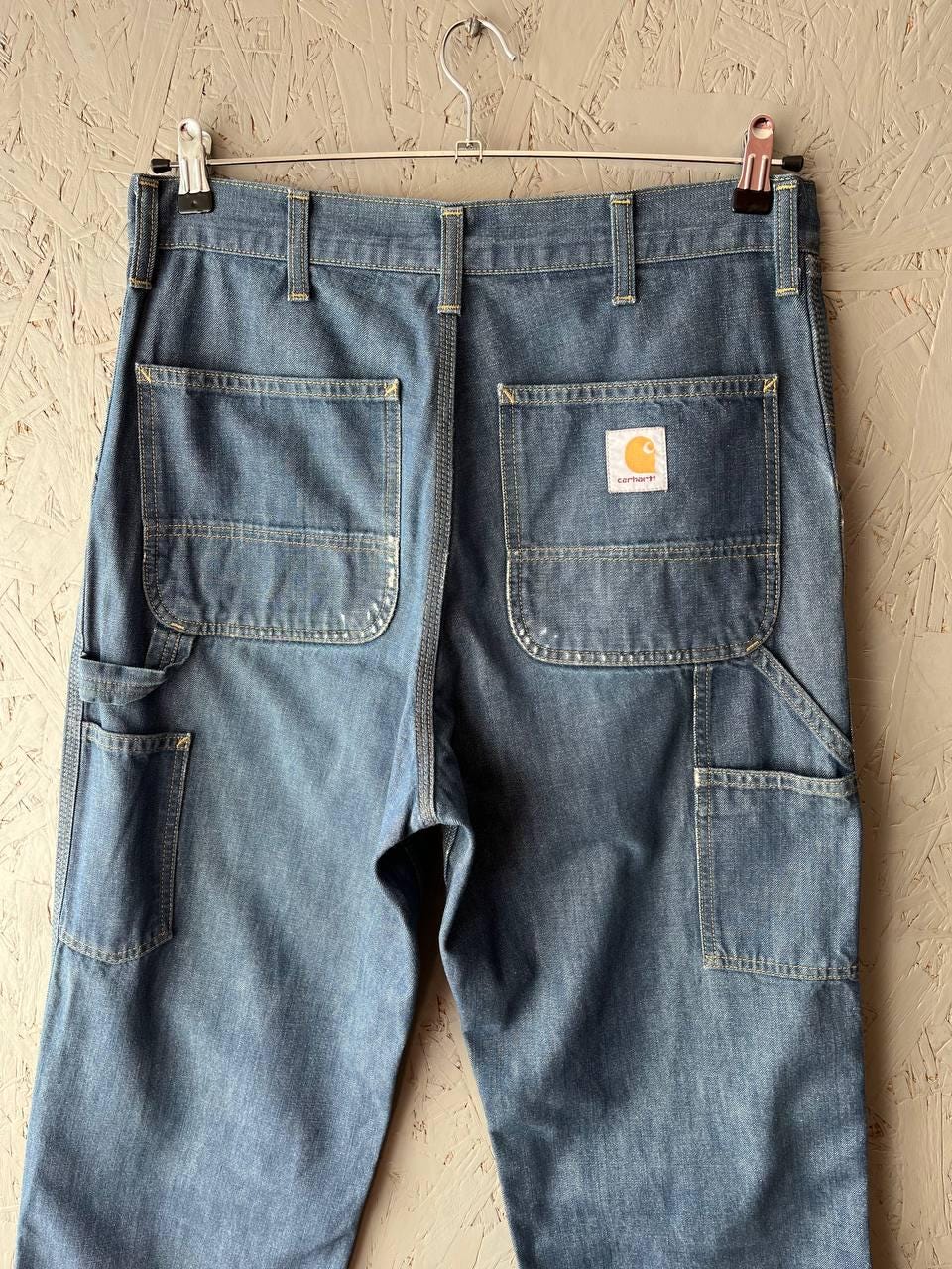 Vintage Carhartt WIP Single Knee Pants Denim Blue Size 34 Workwear