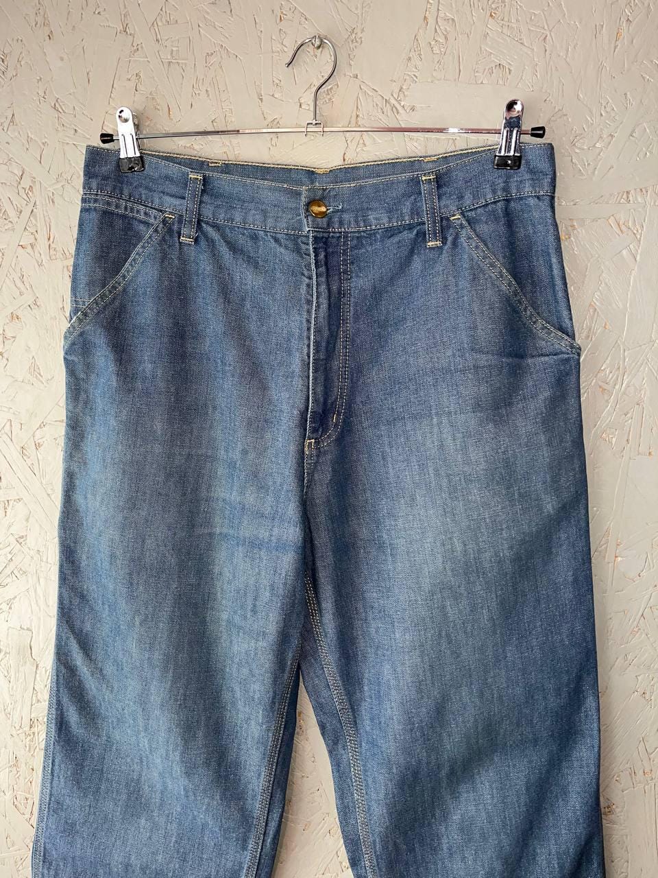 Vintage Carhartt WIP Single Knee Pants Denim Blue Size 34 Workwear