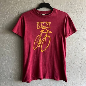 Vintage 80s R.E.M. ATHENS Ltd Band Tour Metal Rock  1984 Men&#39;s T-Shirt Big Logo Size XL(M-L) Color Cherry Yellow