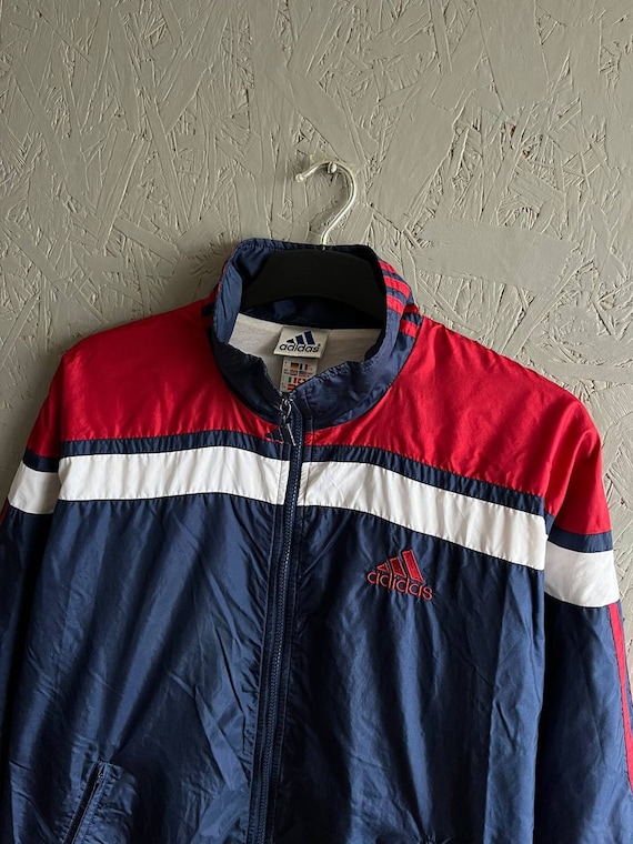 Vintage 90s Adidas 3 Stripes Men's Nylon Zip Track Jacket
