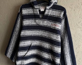 Vintage Ron Jon Surf Shop Men s Baja Hoodie Rare Striped Skate Pullover Poncho Size M L Color Blue White Etsy