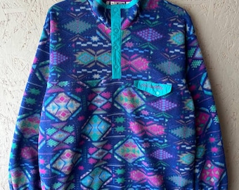 Vintage Lotto Boris Becker Fleece Sweatshirt | 90s Aztec Geometric Pattern Pullover | Tennis Italiano Multi Color Fleece Jacket Size XL