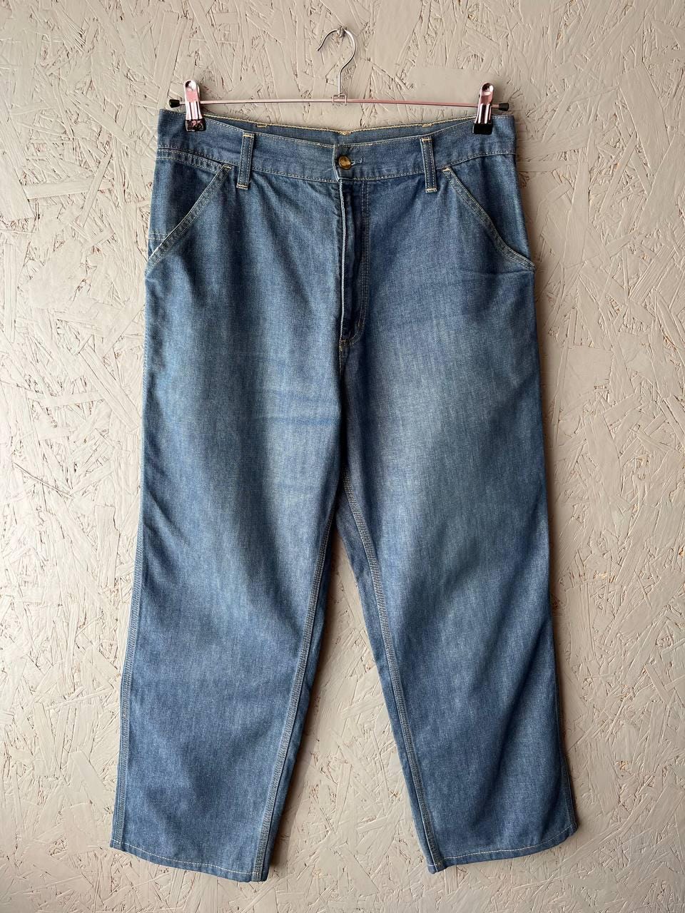 Vintage Carhartt WIP Single Knee Pants Denim Blue Size 34 Workwear