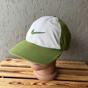 Vintage 2000s Nike Golf Cap Green and White Big Logo Embroidered Swoosh Hat Gorpcore Aesthetic
