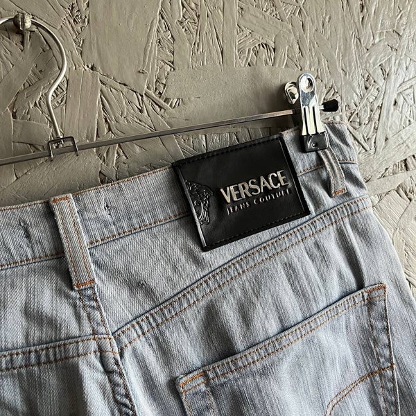 Vintage VERSACE Men's Denim Pants / Yk2 Versace Jeans Couture Size 36-50 Color Clear Blue