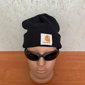 Vintage 90s Carhartt Winter Hip Hop Rap Hat Cap Small Logo One Size Color Black
