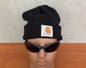 Vintage 90s Carhartt Winter Hip Hop Rap Hat Cap Small Logo One Size Color Black