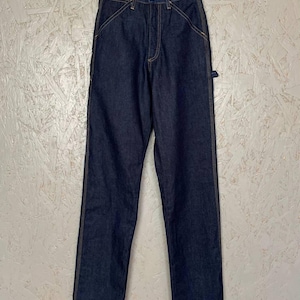 Vintage 80-tals WRANGLER Dam Cowboy Western USA Denim Jeans Arbetsbyxor Läderlapp Logotyp Storlek 26 x 36 Färg Marinblå Indigo bild 6