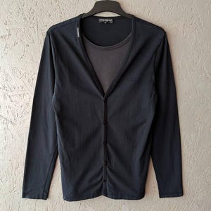 Vintage Dolce and Gabbana Men&#39;s Lightly Cardigan Pullover with Buttons Embroidered Small Logo D&G Size 48 M Color Black
