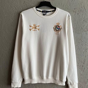 USA Polo Ralph Lauren Men&#39;s Sweatshirt Pullover Embroidered Big Logo PRL Size XL Color White