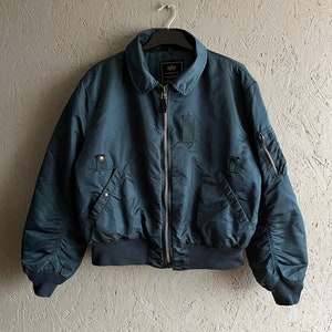 Vintage 90s Alpha Industries MA-1 Men's Nylon Zip Bomber