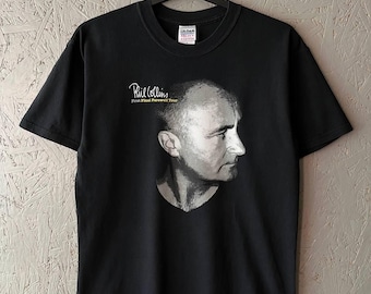 Vintage 00s Phil Collins First Final Farewell Tour T-Shirt Rock English Musician Philip David Charles Collins Partait Logo Tee Size M