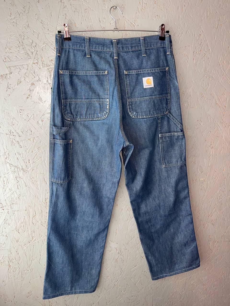 Vintage Carhartt WIP Single Knee Pants Denim Blue Size 34 Workwear