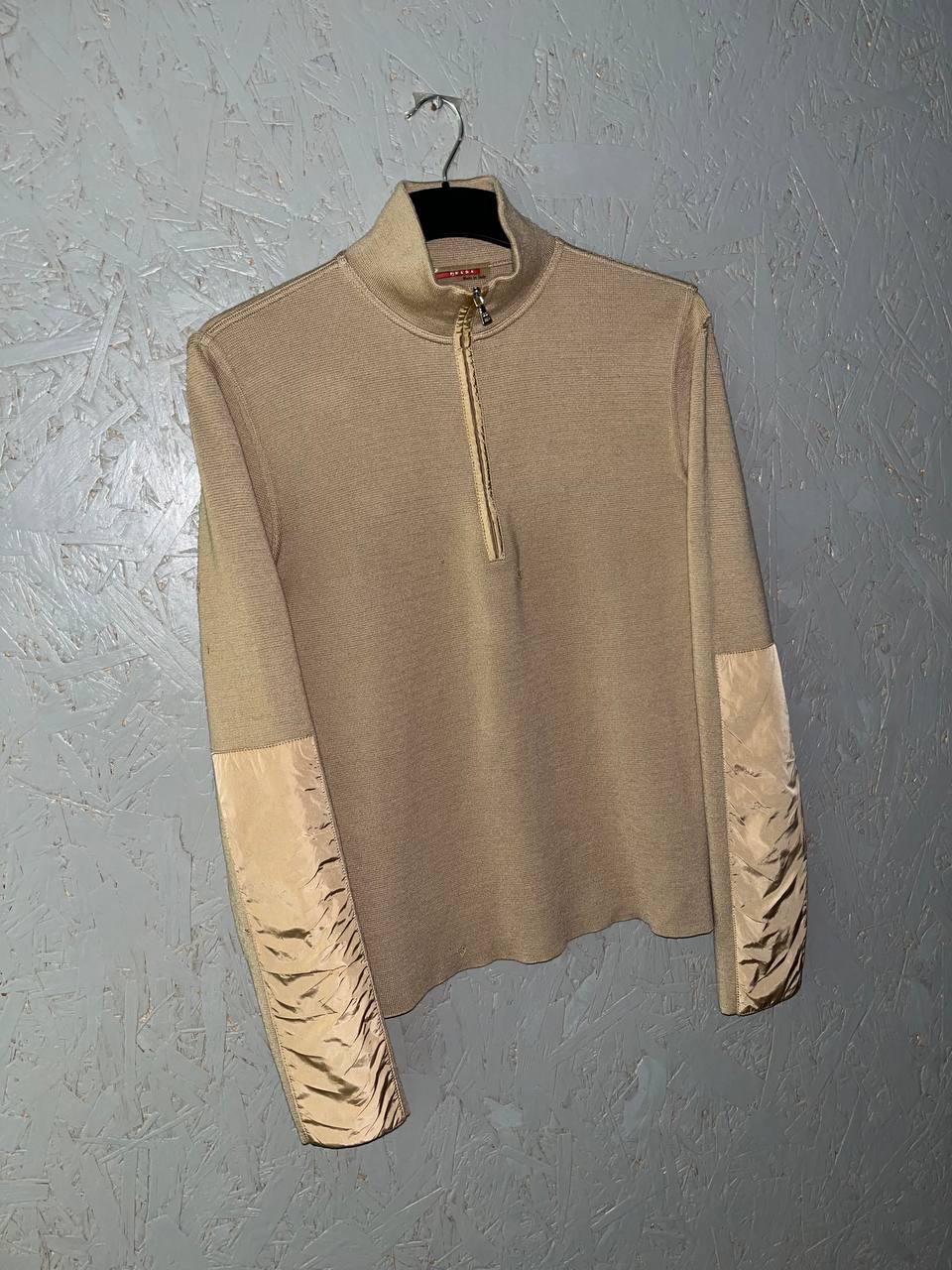 トップス 90s prada wool half zip pullover (M) Vintage 90s PRADA Men's Italy 1/3 Zip Wool Sweater With