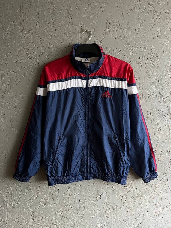 Vintage 90s Adidas 3 Stripes Men's Nylon Zip Track Jacket