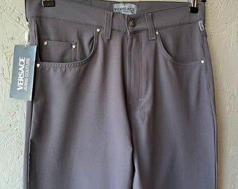 Vintage VERSACE Jeans Couture Men's Trousers VJC Grey Cotton Pants Size W32-L34 Made in Italy Ittierre