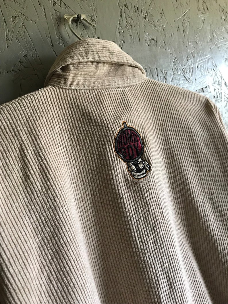 Rare HOME BOY Velvet Shirt Jacket / Streetwear Style / Vintage Home Boy Loud Couture / Size M-L Beige Color image 3