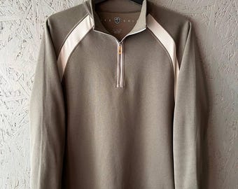 Vintage des années 00 Nike Golf Fit Dry Zip 1/3 pull Sportswear à manches longues pour homme petit logo virgule flottante taille M couleur olive kaki