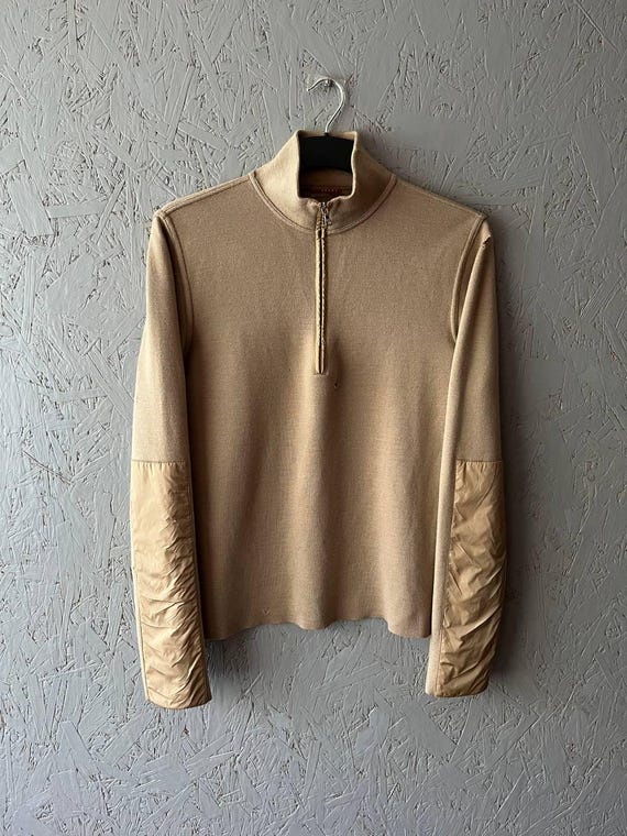 Vintage 90s PRADA Men's Italy 1/3 Zip Wool Sweater With