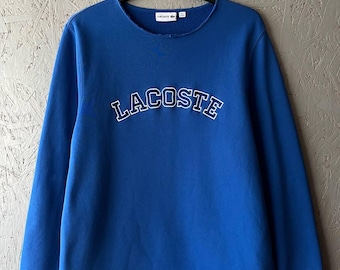 LACOSTE Men's France Sweatshirt Pullover Jumper Embroidered Big Logo Size 7 Color Blue