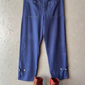 Vintage 50-70s French Work Men&#39;s Cotton Pants Europe Workwear Chore Trousers Navy Military Work Pants Size 54 Color Blue
