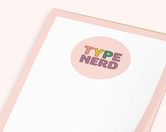 Type Nerd magnetic back notepad for graphic designers and typography lovers, 40 pages, tear off, glue binding