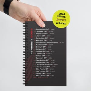 2026 F1 Race Schedule Notebook, Formula One Fan Gift