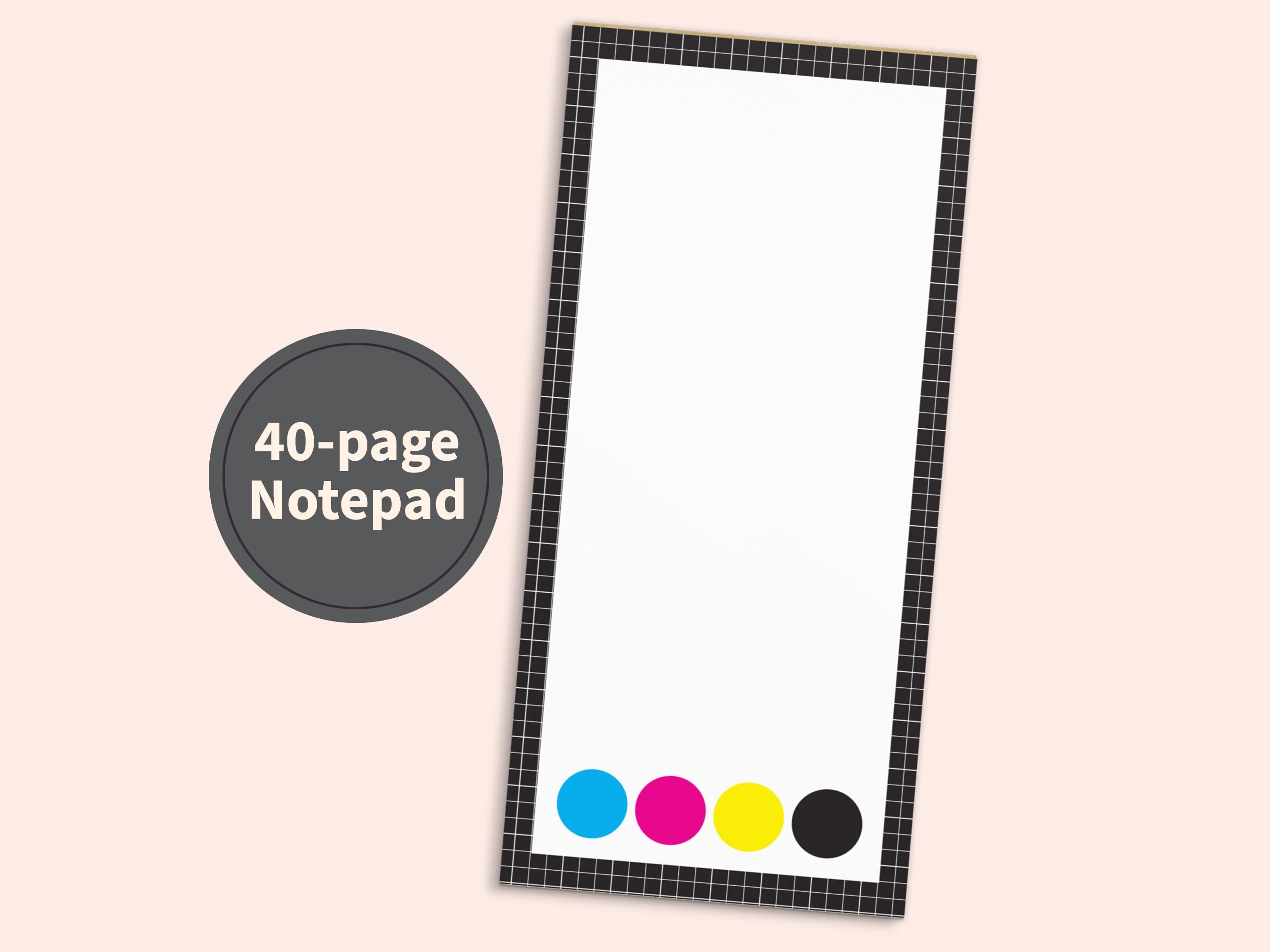 CMYK graphic arts pattern notepad for designers, offset printing fans and paper lovers, 40 pages, magnetic back