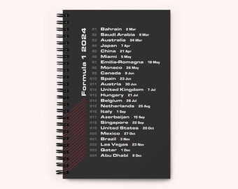 2024 F1 schedule list, dot page spiral notebook