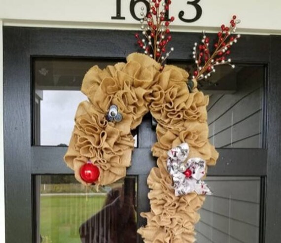 Large Reindeer Door Hanger Wreath