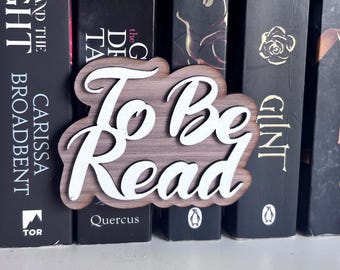 Wooden 'To Be Read' Bookcase Sign: Floating TBR Library Label