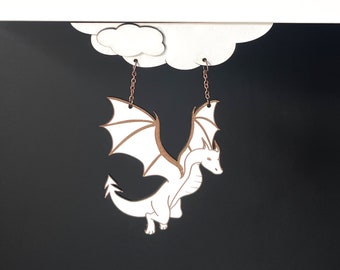 Bookshelf Dragon Book Shelf Hanger , Wooden dragon in the clouds, book lover gift, bookish gift, bookshelf hanger fantasy book shelf decor