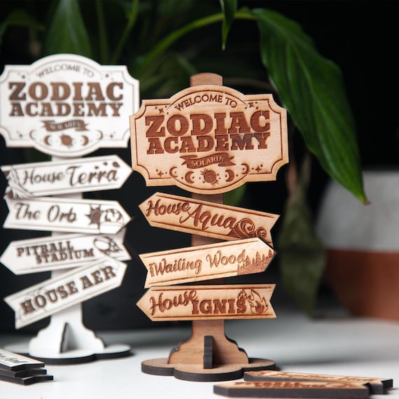 Zodiac Academy Wooden Bookshelf Signposts: Solaria Book Merch
