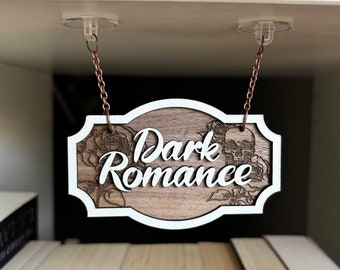Dark Romance Wooden Bookcase Sign: Library Decor