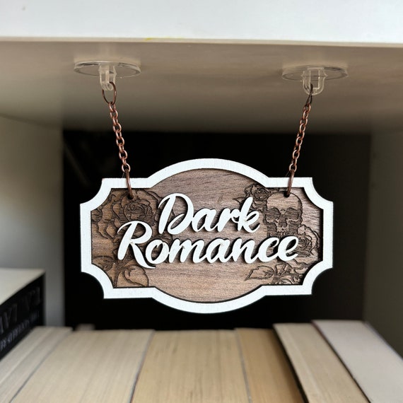 Dark Romance Wooden Bookcase Sign: Library Decor
