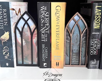Dragon Wooden Window Bookshelf Decor, Choose Your Dragon Handmade Bookmark Holder