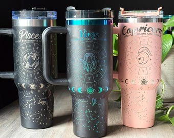 Gravierte Sternzeichen Tumbler: Sternzeichen 40oz Wasserflasche
