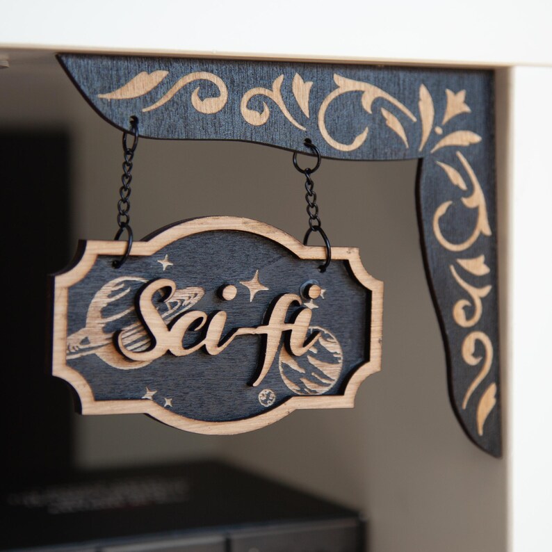 Wooden Sci-fi Bookshelf Sign: Bookish Library Decor - Etsy