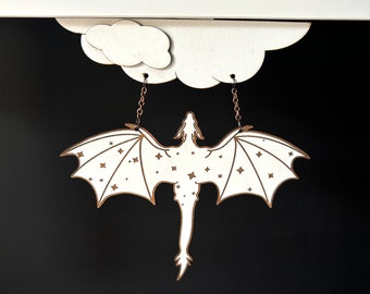 Celestial Dragon Bookshelf Hanger: Wooden Fantasy Shelf Decor