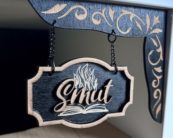 Smut Bookshelf Sign: Wood Genre Hanger, Bookish Charm