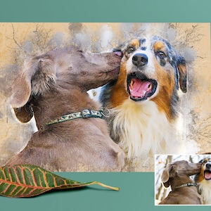 Custom Multiple Pet Portrait | Multiple Pet Portrait Print | Personalised Gift | Pet Portrait Painting | Dog Portrait | Pet Loss Gift