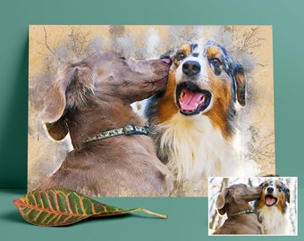 Retrato personalizado de varias mascotas / Impresión personalizada de pintura de perros y gatos