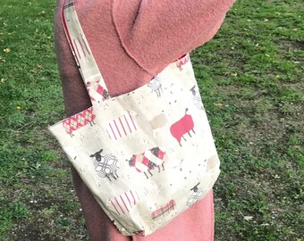 Hand Made Tote Bag with Sheep