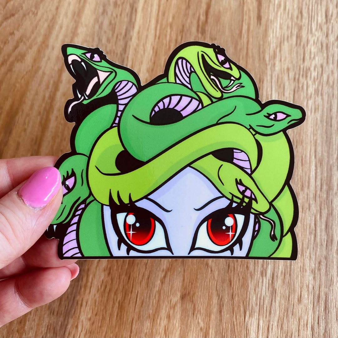 Medusa Car Peeker Sticker Myths and Legends Snake Lady Window Etsy