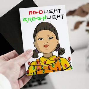 Red Light Green Light Greeting Christmas Card | Albi Arts  |